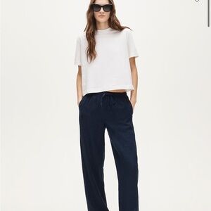 J Crew Highrise Navy Blue Linen Pull On Pants Size 10